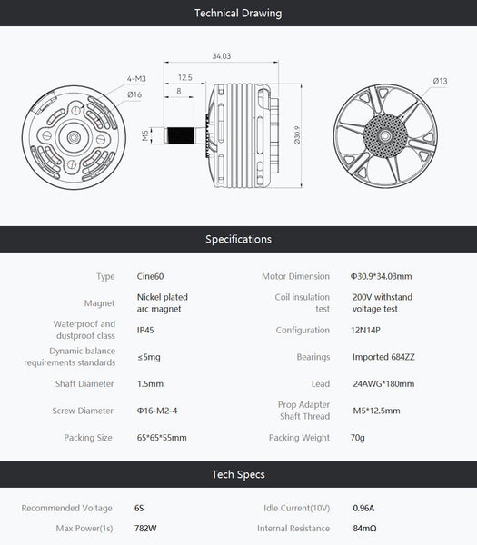 T-Motor Cine60 Cinematic 6s FPV Motor