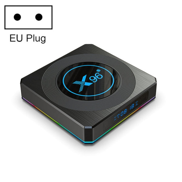 X96 X4 8K Smart TV BOX Android 11.0 Media Player with Remote Control, Amlogic S905X4 Quad Core ARM Cortex A55, RAM: 4GB, ROM: 32GB, Support 1000M, Dual Band WiFi, Bluetooth, EU Plug