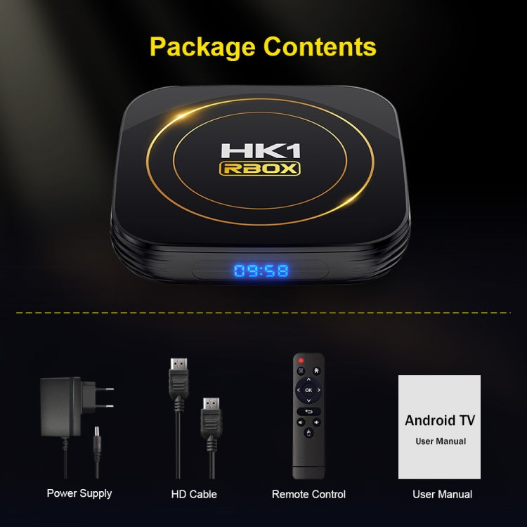 HK1 RBOX-H8S 4K Ultra HD Android 12.0 Smart TV Box with Remote Control, Allwinner H618 Quad-Core, 4GB+64GB