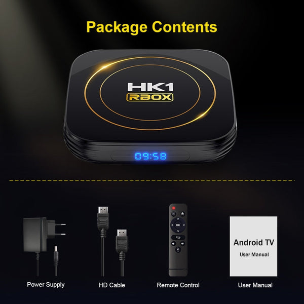 HK1 RBOX-H8S 4K Ultra HD Android 12.0 Smart TV Box with Remote Control, Allwinner H618 Quad-Core, 4GB+64GB