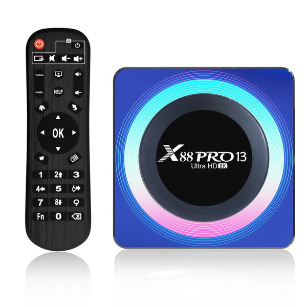 Acrylic X88 Pro 13 8K Ultra HD Android 13.0 Smart TV Box with Remote Control, RK3528 Quad-Core, 4G+32GB