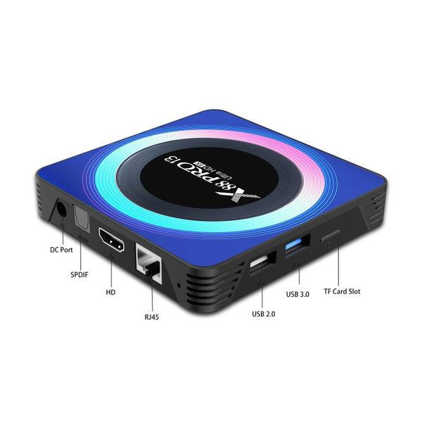 Acrylic X88 Pro 13 8K Ultra HD Android 13.0 Smart TV Box with Remote Control, RK3528 Quad-Core, 4G+32GB