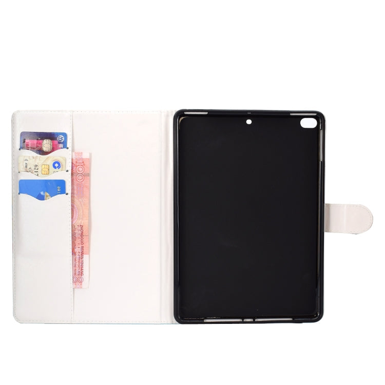 Colored Pattern Drawing Horizontal Flip PU Leather Case with Three-folding Holder & Sleep / Wake-up Function