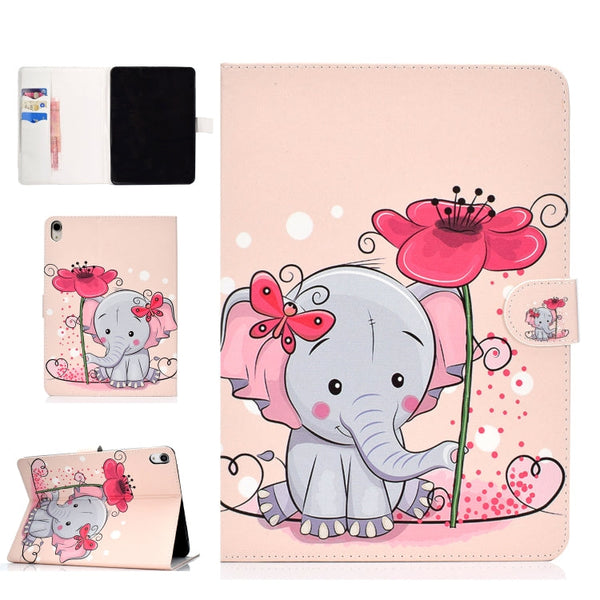 Colored Pattern Drawing Horizontal Flip PU Leather Case with Three-folding Holder & Sleep / Wake-up Function