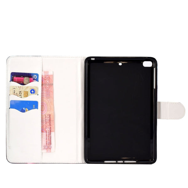 Colored Pattern Drawing Horizontal Flip PU Leather Case with Three-folding Holder & Sleep / Wake-up Function