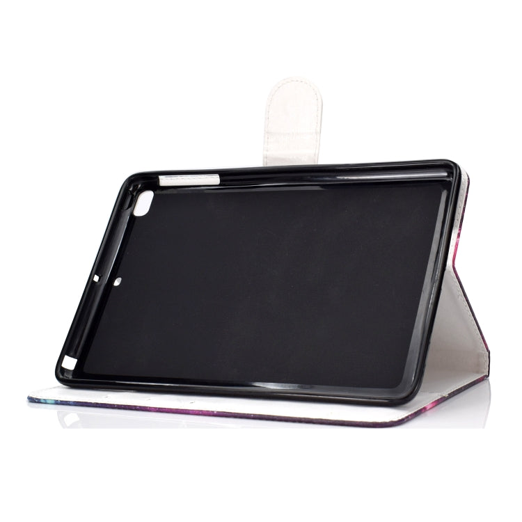 Colored Pattern Drawing Horizontal Flip PU Leather Case with Three-folding Holder & Sleep / Wake-up Function