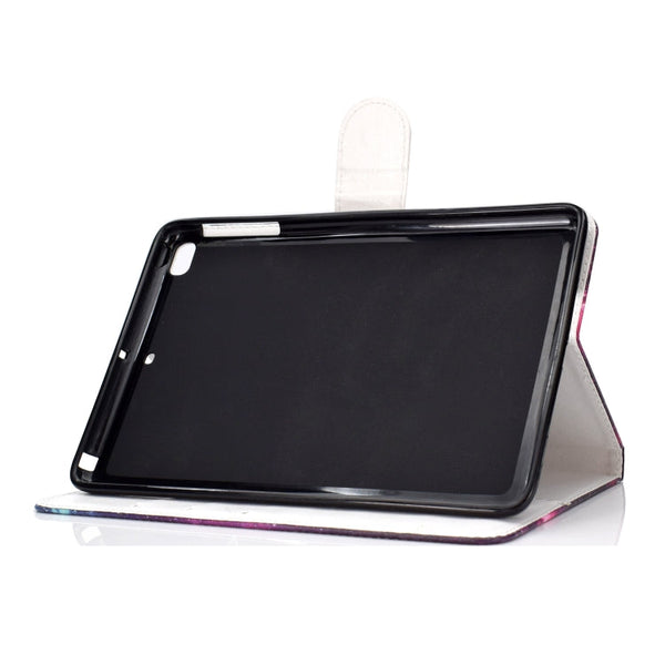 Colored Pattern Drawing Horizontal Flip PU Leather Case with Three-folding Holder & Sleep / Wake-up Function