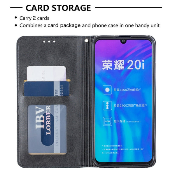 Rhombus Texture Horizontal Flip Magnetic Leather Case with Holder & Card Slots & Wallet, For Huawei P Smart+ 2019 / Honor 10i (Honor 20 lite), For Huawei Y7 (2019) / Y7 Prime (2019)