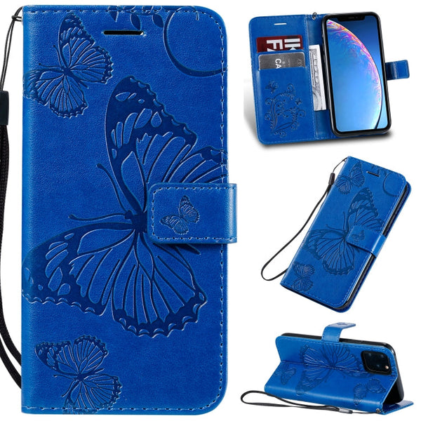 Pressed Printing Butterfly Pattern Horizontal Flip PU Leather Case with Holder & Card Slots & Wallet & Lanyard, For iPhone 11 Pro, For iPhone 11, For iPhone 11 Pro Max