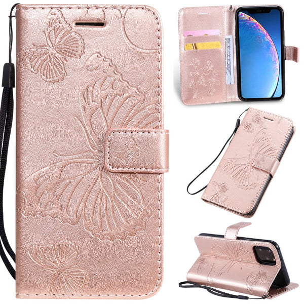 Pressed Printing Butterfly Pattern Horizontal Flip PU Leather Case with Holder & Card Slots & Wallet & Lanyard, For iPhone 11 Pro, For iPhone 11, For iPhone 11 Pro Max