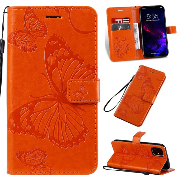 Pressed Printing Butterfly Pattern Horizontal Flip PU Leather Case with Holder & Card Slots & Wallet & Lanyard, For iPhone 11 Pro, For iPhone 11, For iPhone 11 Pro Max
