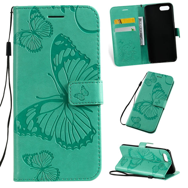 Pressed Printing Butterfly Pattern Horizontal Flip PU Leather Case with Holder & Card Slots & Wallet & Lanyard, For OPPO A1K / C2, For Vivo Y93 / Y91 / Y95, For Huawei P20 Lite 2019 / Nova 5i