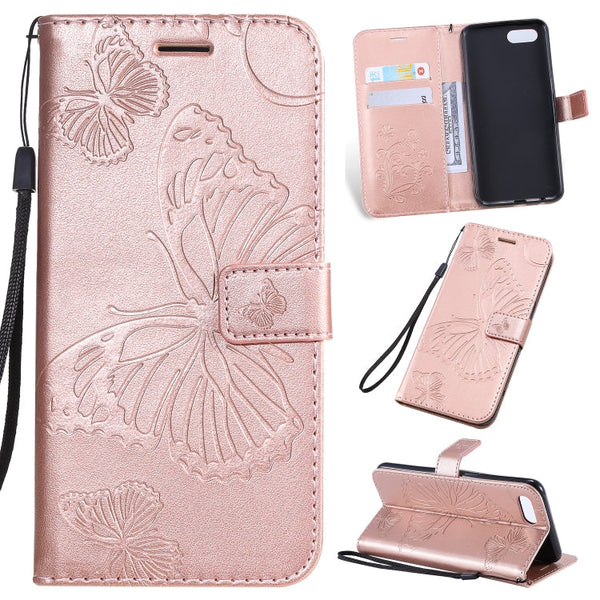 Pressed Printing Butterfly Pattern Horizontal Flip PU Leather Case with Holder & Card Slots & Wallet & Lanyard, For OPPO A1K / C2, For Vivo Y93 / Y91 / Y95, For Huawei P20 Lite 2019 / Nova 5i