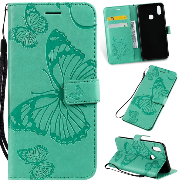 Pressed Printing Butterfly Pattern Horizontal Flip PU Leather Case with Holder & Card Slots & Wallet & Lanyard, For OPPO A1K / C2, For Vivo Y93 / Y91 / Y95, For Huawei P20 Lite 2019 / Nova 5i