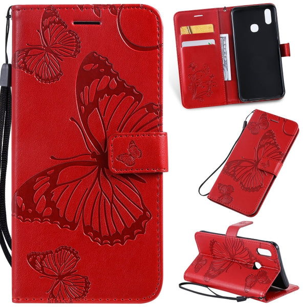 Pressed Printing Butterfly Pattern Horizontal Flip PU Leather Case with Holder & Card Slots & Wallet & Lanyard, For OPPO A1K / C2, For Vivo Y93 / Y91 / Y95, For Huawei P20 Lite 2019 / Nova 5i