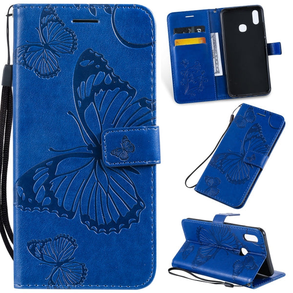 Pressed Printing Butterfly Pattern Horizontal Flip PU Leather Case with Holder & Card Slots & Wallet & Lanyard, For OPPO A1K / C2, For Vivo Y93 / Y91 / Y95, For Huawei P20 Lite 2019 / Nova 5i
