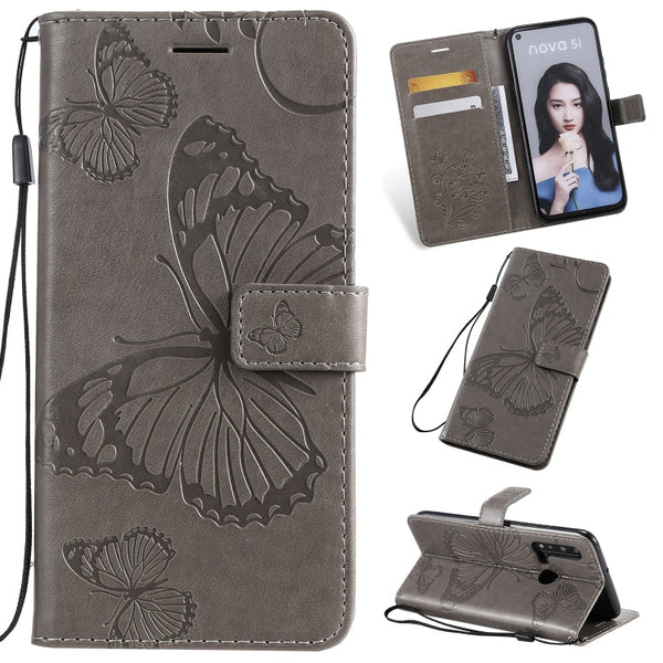 Pressed Printing Butterfly Pattern Horizontal Flip PU Leather Case with Holder & Card Slots & Wallet & Lanyard, For OPPO A1K / C2, For Vivo Y93 / Y91 / Y95, For Huawei P20 Lite 2019 / Nova 5i