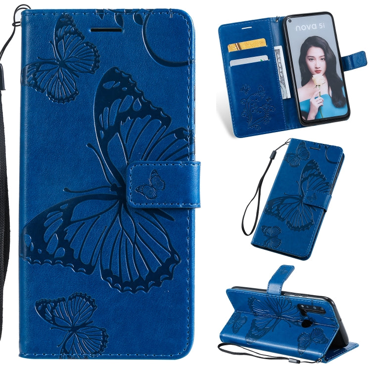 Pressed Printing Butterfly Pattern Horizontal Flip PU Leather Case with Holder & Card Slots & Wallet & Lanyard, For OPPO A1K / C2, For Vivo Y93 / Y91 / Y95, For Huawei P20 Lite 2019 / Nova 5i