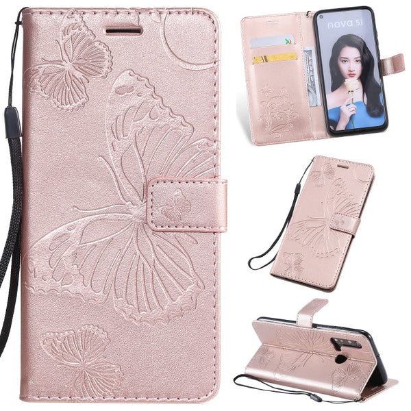 Pressed Printing Butterfly Pattern Horizontal Flip PU Leather Case with Holder & Card Slots & Wallet & Lanyard, For OPPO A1K / C2, For Vivo Y93 / Y91 / Y95, For Huawei P20 Lite 2019 / Nova 5i