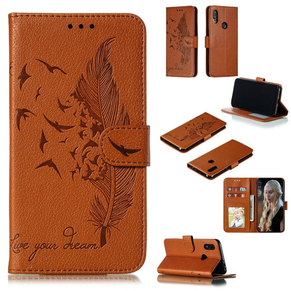 Feather Pattern Litchi Texture Horizontal Flip Leather Case with Wallet & Holder & Card Slots, For Xiaomi Redmi 7, For Xiaomi Redmi 7A, For Xiaomi Redmi K20, For Xiaomi Redmi Note 7