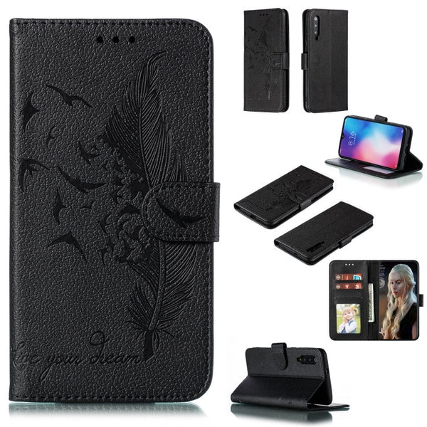 Feather Pattern Litchi Texture Horizontal Flip Leather Case with Wallet & Holder & Card Slots, For Xiaomi Mi 9, For Xiaomi Mi 9 SE, For Xiaomi Mi CC9, For Xiaomi Mi CC9e