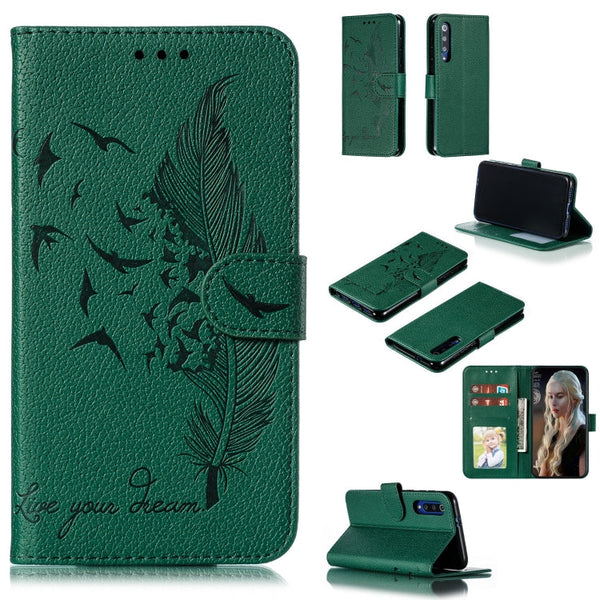Feather Pattern Litchi Texture Horizontal Flip Leather Case with Wallet & Holder & Card Slots, For Xiaomi Mi 9, For Xiaomi Mi 9 SE, For Xiaomi Mi CC9, For Xiaomi Mi CC9e