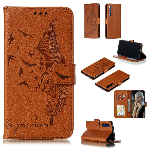 Feather Pattern Litchi Texture Horizontal Flip Leather Case with Wallet & Holder & Card Slots, For Xiaomi Mi 9, For Xiaomi Mi 9 SE, For Xiaomi Mi CC9, For Xiaomi Mi CC9e