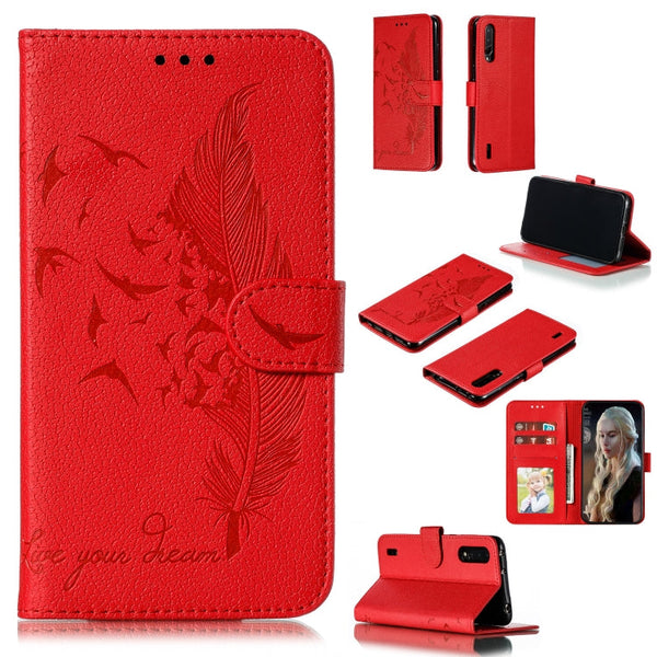 Feather Pattern Litchi Texture Horizontal Flip Leather Case with Wallet & Holder & Card Slots, For Xiaomi Mi 9, For Xiaomi Mi 9 SE, For Xiaomi Mi CC9, For Xiaomi Mi CC9e
