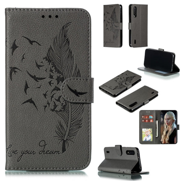 Feather Pattern Litchi Texture Horizontal Flip Leather Case with Wallet & Holder & Card Slots, For Xiaomi Mi 9, For Xiaomi Mi 9 SE, For Xiaomi Mi CC9, For Xiaomi Mi CC9e