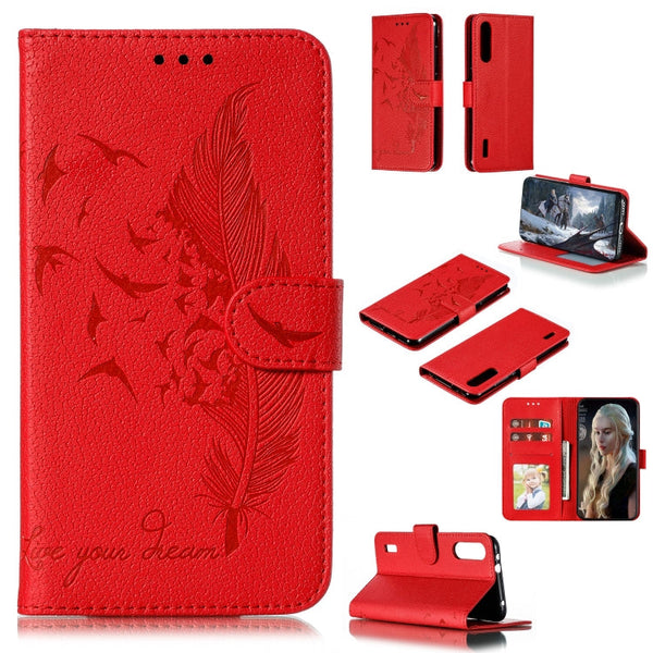 Feather Pattern Litchi Texture Horizontal Flip Leather Case with Wallet & Holder & Card Slots, For Xiaomi Mi 9, For Xiaomi Mi 9 SE, For Xiaomi Mi CC9, For Xiaomi Mi CC9e