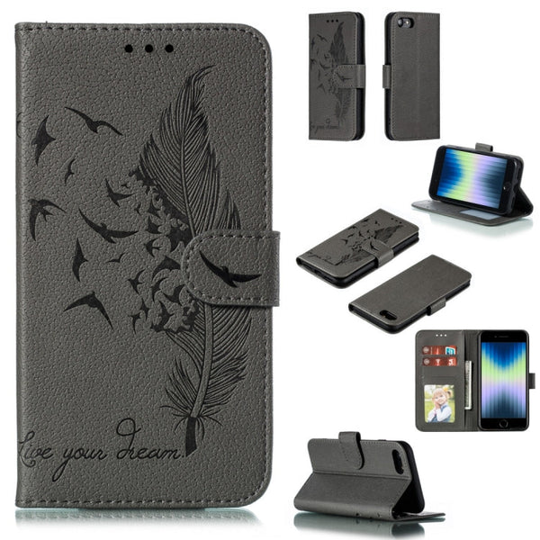 Feather Pattern Litchi Texture Horizontal Flip Leather Case with Wallet & Holder & Card Slots, For iPhone SE 2022 / SE 2020 / 8 / 7, For iPhone 7 Plus / 8 Plus, For iPhone 11 Pro, For iPhone 11