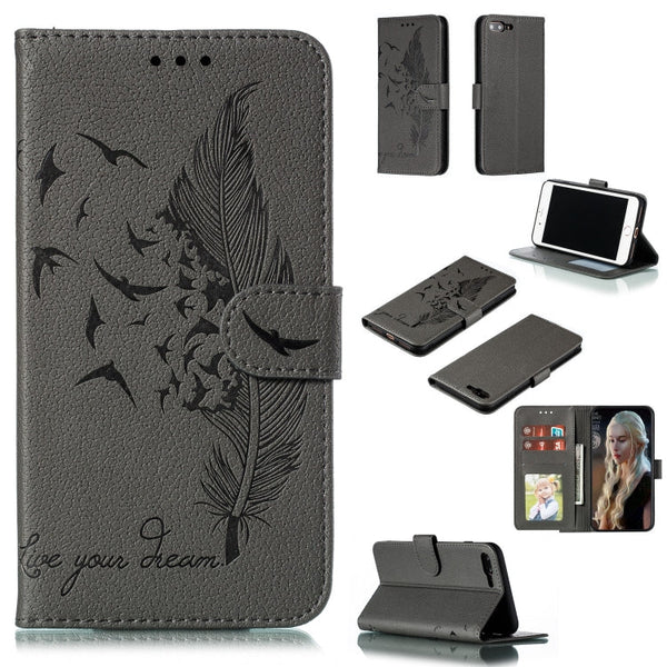 Feather Pattern Litchi Texture Horizontal Flip Leather Case with Wallet & Holder & Card Slots, For iPhone SE 2022 / SE 2020 / 8 / 7, For iPhone 7 Plus / 8 Plus, For iPhone 11 Pro, For iPhone 11