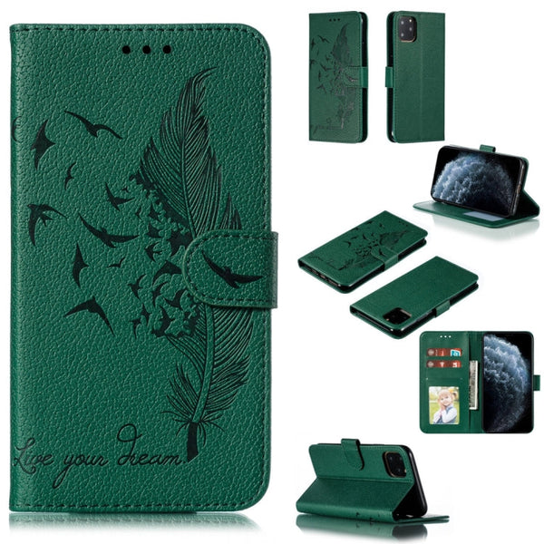 Feather Pattern Litchi Texture Horizontal Flip Leather Case with Wallet & Holder & Card Slots, For iPhone SE 2022 / SE 2020 / 8 / 7, For iPhone 7 Plus / 8 Plus, For iPhone 11 Pro, For iPhone 11