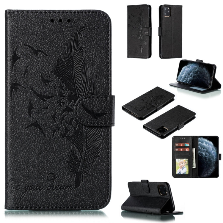 Feather Pattern Litchi Texture Horizontal Flip Leather Case with Wallet & Holder & Card Slots, For iPhone SE 2022 / SE 2020 / 8 / 7, For iPhone 7 Plus / 8 Plus, For iPhone 11 Pro, For iPhone 11