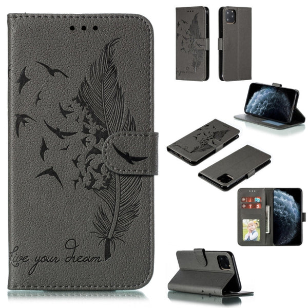 Feather Pattern Litchi Texture Horizontal Flip Leather Case with Wallet & Holder & Card Slots, For iPhone SE 2022 / SE 2020 / 8 / 7, For iPhone 7 Plus / 8 Plus, For iPhone 11 Pro, For iPhone 11