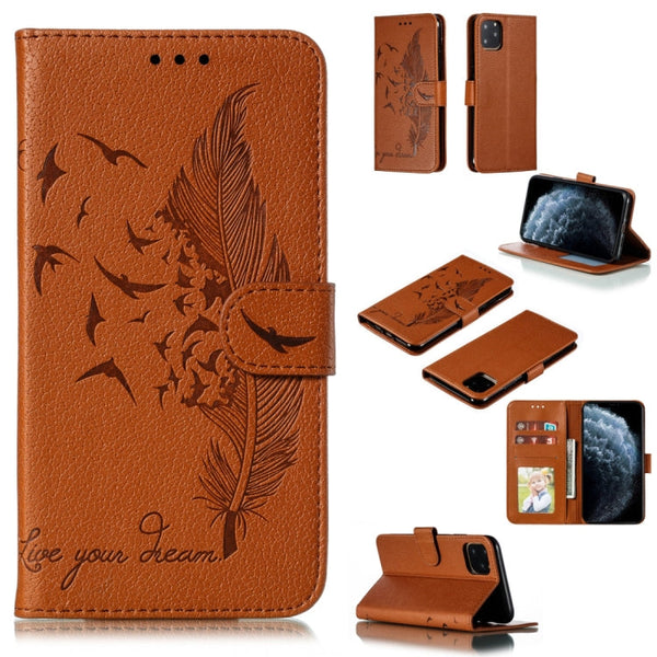 Feather Pattern Litchi Texture Horizontal Flip Leather Case with Wallet & Holder & Card Slots, For iPhone SE 2022 / SE 2020 / 8 / 7, For iPhone 7 Plus / 8 Plus, For iPhone 11 Pro, For iPhone 11