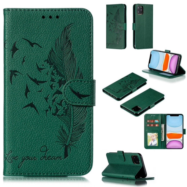 Feather Pattern Litchi Texture Horizontal Flip Leather Case with Wallet & Holder & Card Slots, For iPhone SE 2022 / SE 2020 / 8 / 7, For iPhone 7 Plus / 8 Plus, For iPhone 11 Pro, For iPhone 11