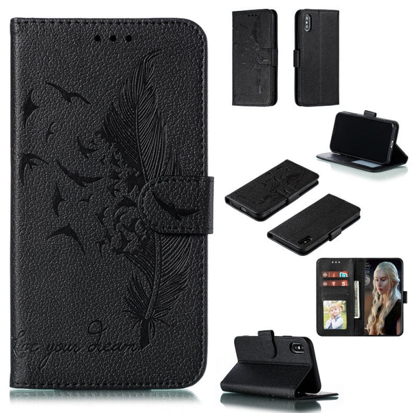 Feather Pattern Litchi Texture Horizontal Flip Leather Case with Wallet & Holder & Card Slots, For iPhone 11 Pro Max, For iPhone XS /X, For iPhone XR, For iPhone XS Max