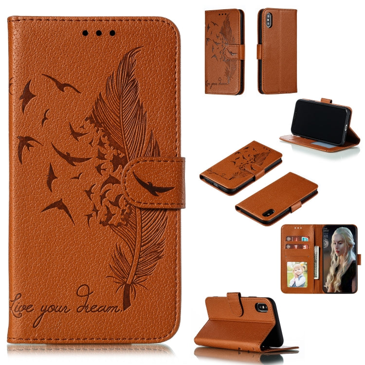 Feather Pattern Litchi Texture Horizontal Flip Leather Case with Wallet & Holder & Card Slots, For iPhone 11 Pro Max, For iPhone XS /X, For iPhone XR, For iPhone XS Max