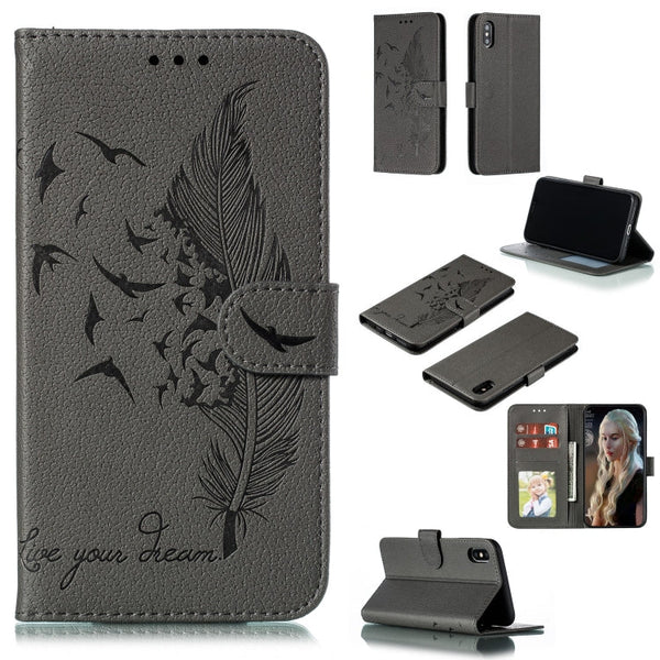 Feather Pattern Litchi Texture Horizontal Flip Leather Case with Wallet & Holder & Card Slots, For iPhone 11 Pro Max, For iPhone XS /X, For iPhone XR, For iPhone XS Max