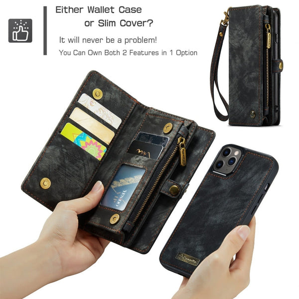 CaseMe-008 Detachable Multifunctional Horizontal Flip Leather Case with Card Slot & Holder & Zipper Wallet & Photo Frame