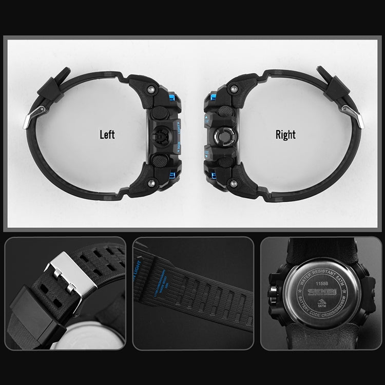 SKMEI 1155B Multifunctional Men Outdoor Sports Noctilucent Waterproof Large Dial Wrist Watch