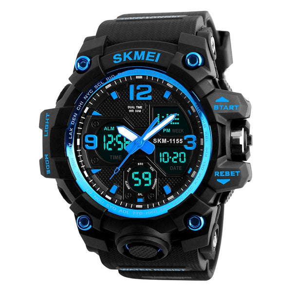 SKMEI 1155B Multifunctional Men Outdoor Sports Noctilucent Waterproof Large Dial Wrist Watch