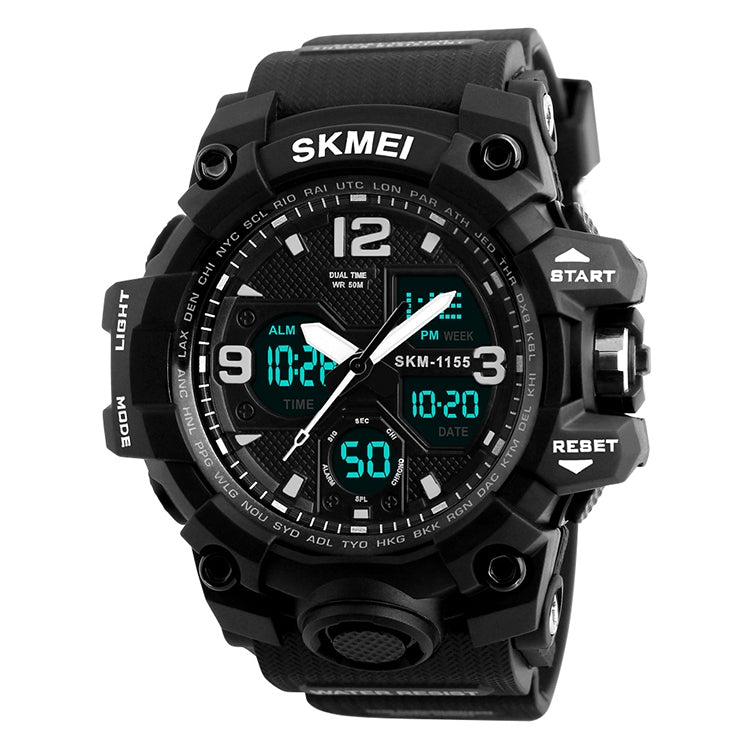 SKMEI 1155B Multifunctional Men Outdoor Sports Noctilucent Waterproof Large Dial Wrist Watch