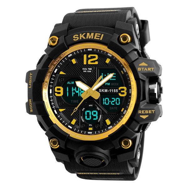 SKMEI 1155B Multifunctional Men Outdoor Sports Noctilucent Waterproof Large Dial Wrist Watch