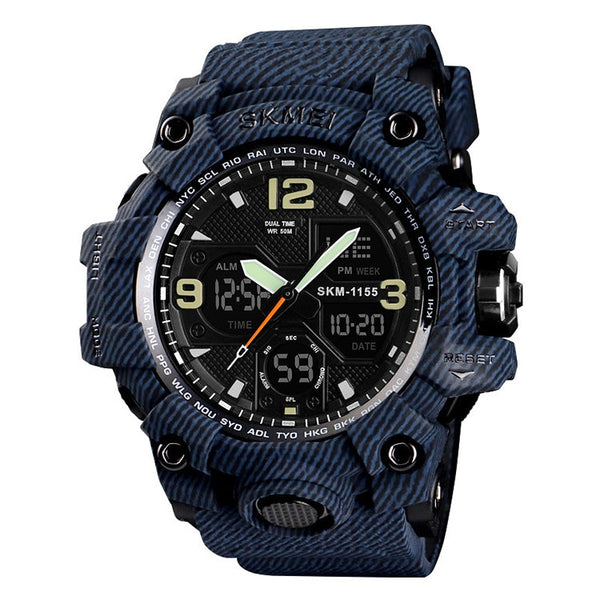 SKMEI 1155B Multifunctional Men Outdoor Sports Noctilucent Waterproof Large Dial Wrist Watch