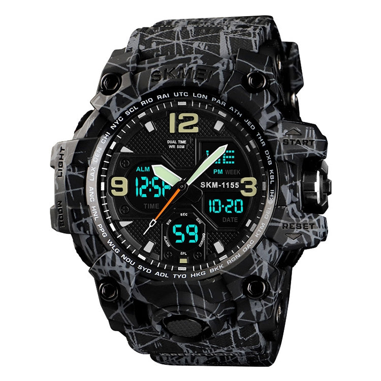 SKMEI 1155B Multifunctional Men Outdoor Sports Noctilucent Waterproof Large Dial Wrist Watch