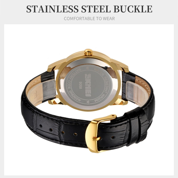 SKMEI 9058 Multifunctional Outdoor Fashion Waterproof Gold Shell Quartz Wrist Watch