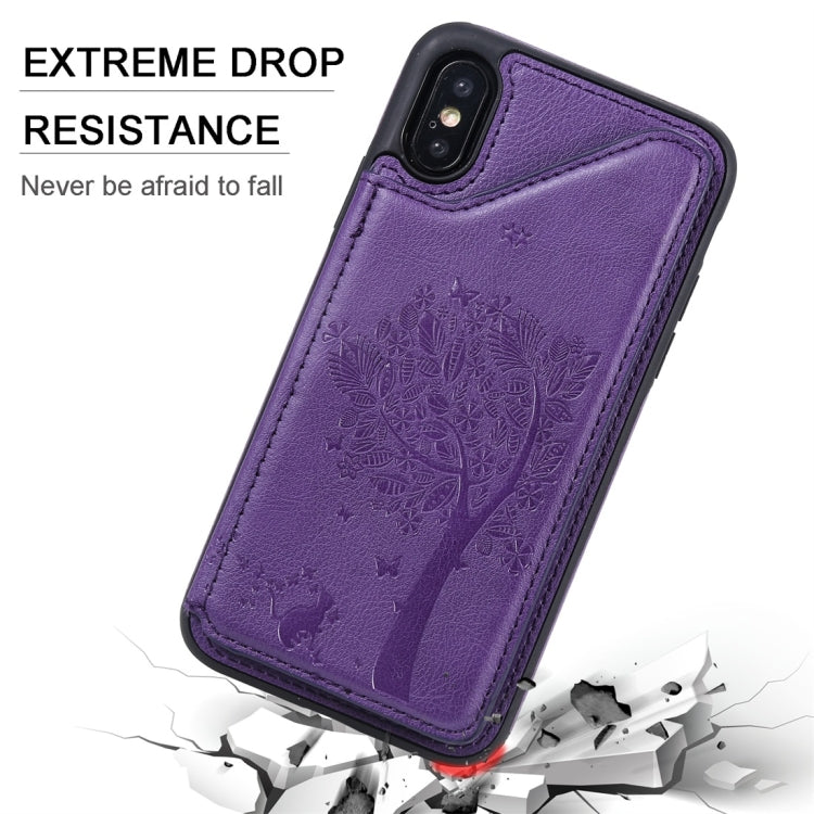 Cat Tree Embossing Pattern Shockproof Protective Case with Card Slots & Photo Frame, For iPhone X, For iPhone XR, For iPhone XS Max, For iPhone XS