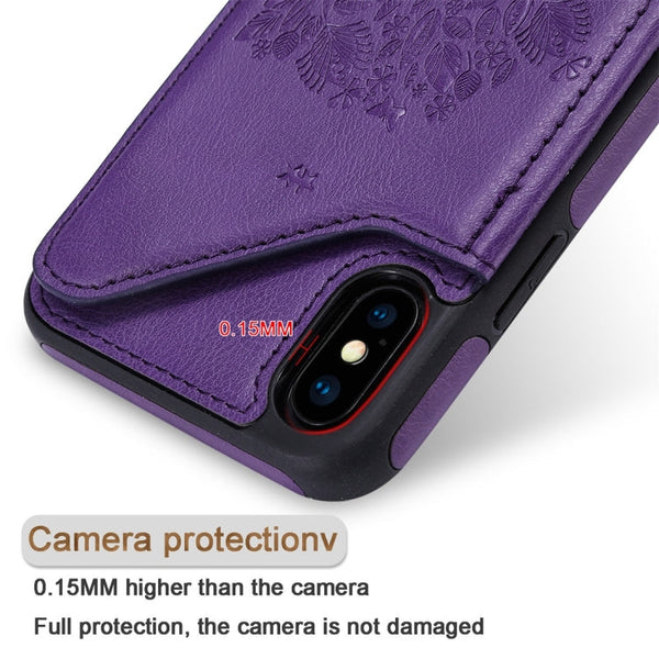 Cat Tree Embossing Pattern Shockproof Protective Case with Card Slots & Photo Frame, For iPhone X, For iPhone XR, For iPhone XS Max, For iPhone XS